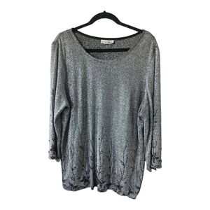 After Dark Beaded Blouse Women 3X Plus Metallic Embroidered Dark Romantic